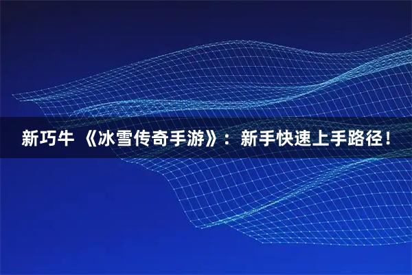 新巧牛 《冰雪传奇手游》:新手快速上手路径!