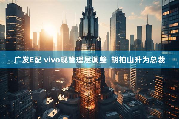 广发E配 vivo现管理层调整 胡柏山升为总裁